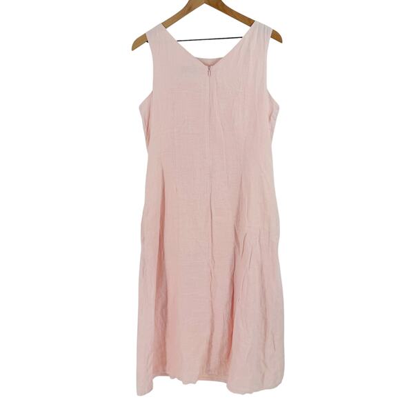 Vintage Bloomingdale’s Linen Sleeveless Dress Light Pink Sheath Cottagecore 12P - Picture 2 of 10